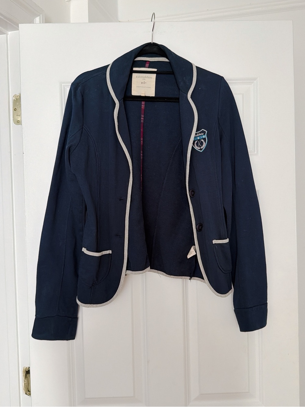 Navy Blazer with Cream Trim - Women's Blazer Jacket